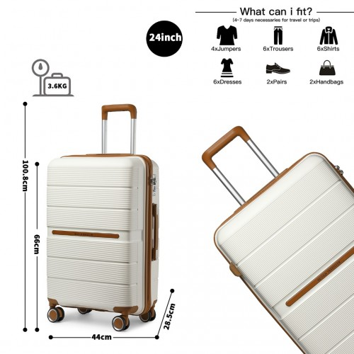 British Traveller 24 Inch Hard Shell Suitcase with TSA Lock - Cream
