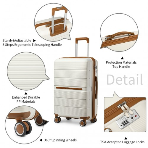 British Traveller 24 Inch Hard Shell Suitcase with TSA Lock - Cream