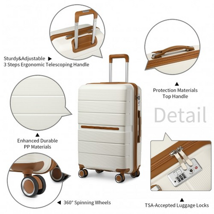 British Traveller 24 Inch Hard Shell Suitcase with TSA Lock - Cream
