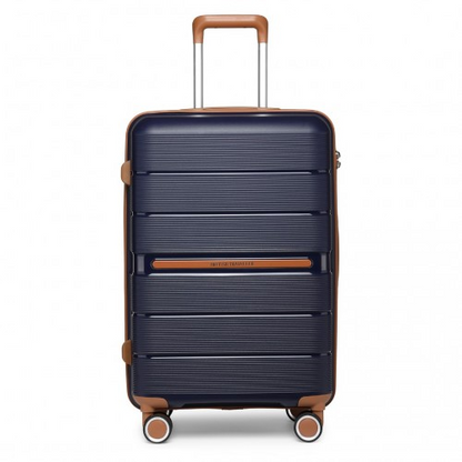 British Traveller 20 Inch Multi-Texture Polypropylene Hard Shell Suitcase With TSA Lock - Navy