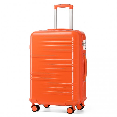 British Traveller 24 Inch Durable Polycarbonate and ABS Hard Shell Suitcase With TSA Lock - Orange