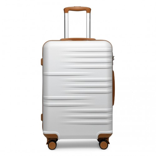 British Traveller 24" Durable Polycarbonate & ABS Hard Shell Suitcase with TSA Lock - White
