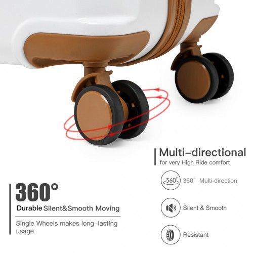 British Traveller 24" Durable Polycarbonate & ABS Hard Shell Suitcase with TSA Lock - White