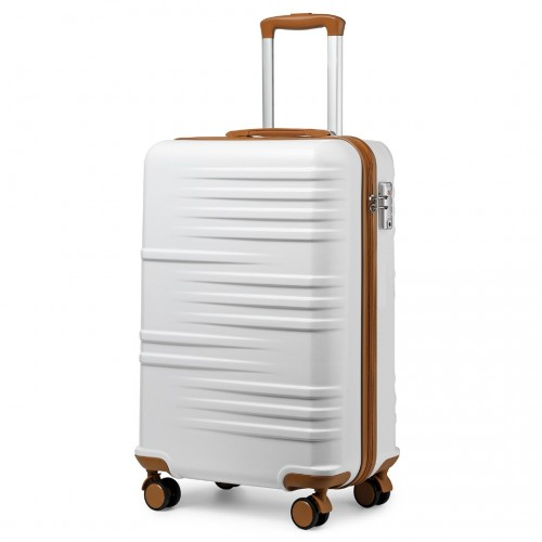 British Traveller 20 Inch Durable Polycarbonate and ABS Hard Shell Suitcase With TSA Lock - White