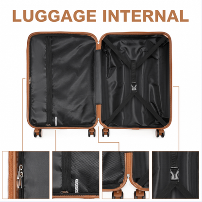 British Traveller 20 Inch Durable Polycarbonate and ABS Hard Shell Suitcase With TSA Lock - White