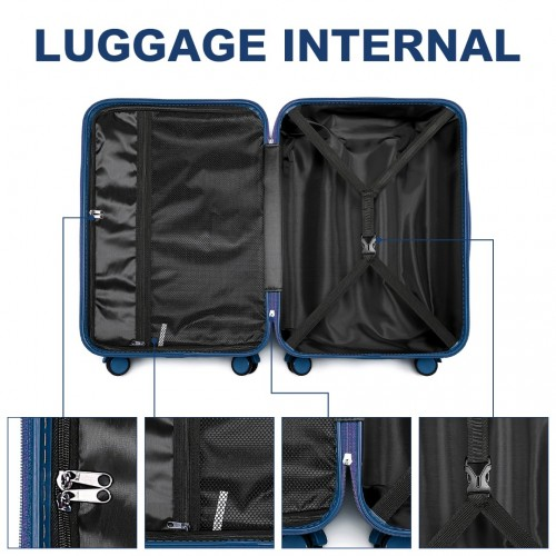 K2391L - British Traveller 28 Inch Durable Polycarbonate and ABS Hard Shell Suitcase With TSA Lock - Navy