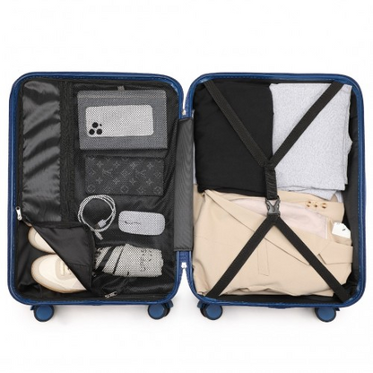 K2391L - British Traveller 28 Inch Durable Polycarbonate and ABS Hard Shell Suitcase With TSA Lock - Navy