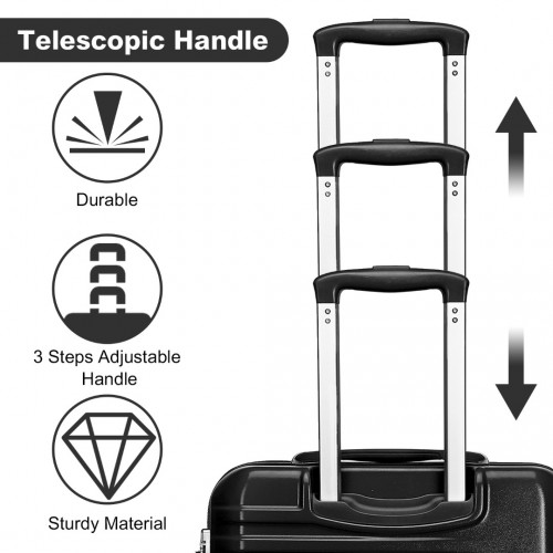 British Traveller 24 Inch Durable Polycarbonate and ABS Hard Shell Suitcase With TSA Lock - Black