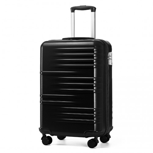 K2391L - British Traveller 20 Inch Durable Polycarbonate and ABS Hard Shell Suitcase With TSA Lock - Black