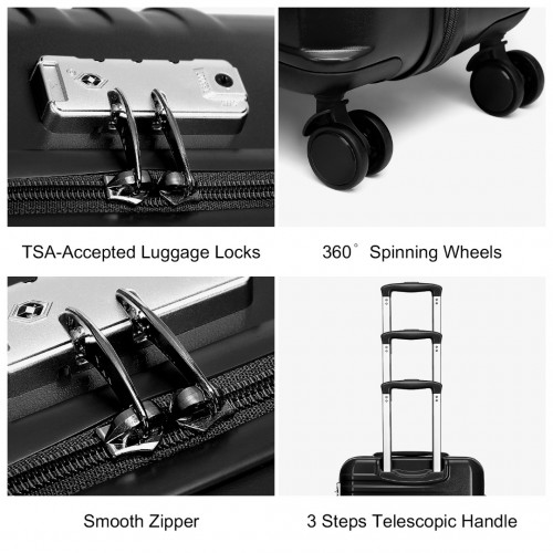 K2391L - British Traveller 20 Inch Durable Polycarbonate and ABS Hard Shell Suitcase With TSA Lock - Black