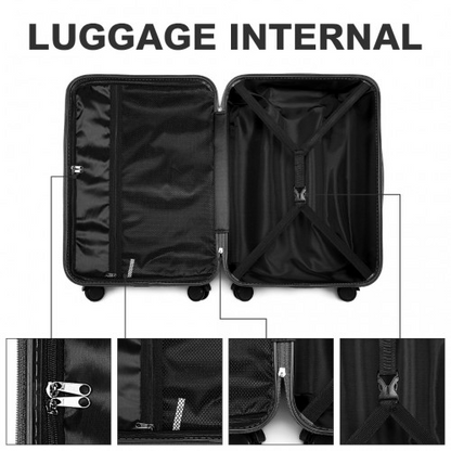 K2391L - British Traveller 20 Inch Durable Polycarbonate and ABS Hard Shell Suitcase With TSA Lock - Black