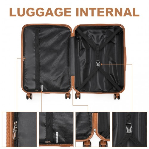 K2391L - British Traveller 3 Pcs Set Durable Polycarbonate and ABS Hard Shell Suitcase With TSA Lock - White