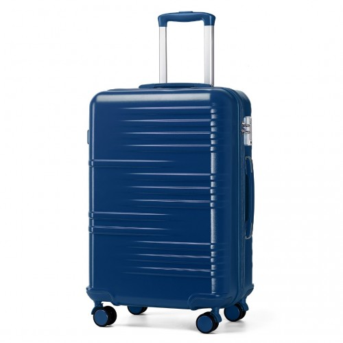 British Traveller 24 Inch Durable Polycarbonate and ABS Hard Shell Suitcase With TSA Lock - Navy