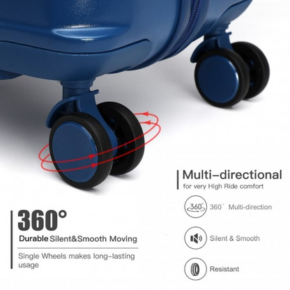 British Traveller 24 Inch Durable Polycarbonate and ABS Hard Shell Suitcase With TSA Lock - Navy