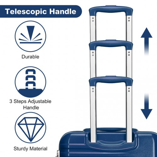 British Traveller 24 Inch Durable Polycarbonate and ABS Hard Shell Suitcase With TSA Lock - Navy