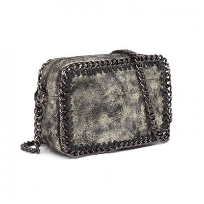Miss Lulu Gold Metallic Effect Leather Look Chain Shoulder Bag - Stylish and Chic