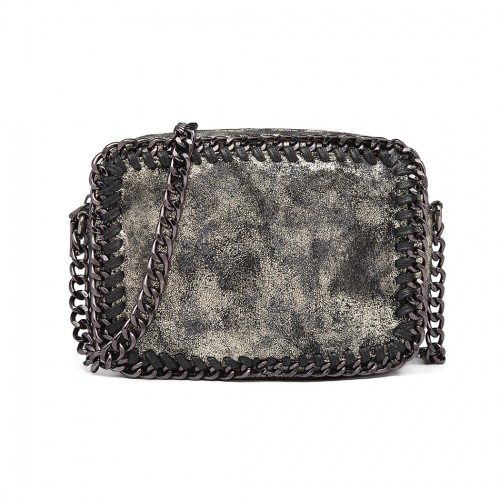 Miss Lulu Gold Metallic Effect Leather Look Chain Shoulder Bag - Stylish and Chic