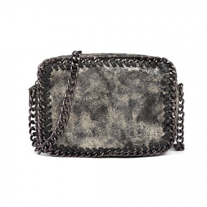 Miss Lulu Gold Metallic Effect Leather Look Chain Shoulder Bag - Stylish and Chic