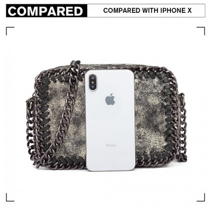 Miss Lulu Gold Metallic Effect Leather Look Chain Shoulder Bag - Stylish and Chic