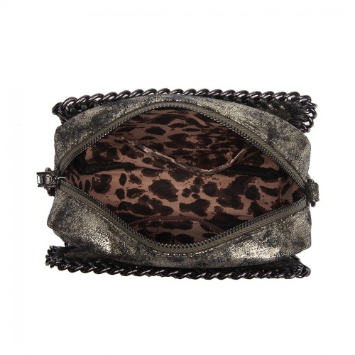 Miss Lulu Gold Metallic Effect Leather Look Chain Shoulder Bag - Stylish and Chic