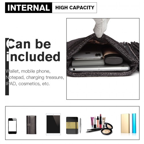 Miss Lulu Leather Look Chain Shoulder Bag with Tassel Pendant - Silver | Stylish & Practical