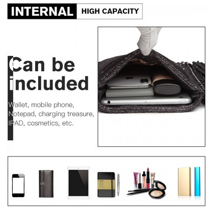 Miss Lulu Leather Look Chain Shoulder Bag with Tassel Pendant - Silver | Stylish & Practical