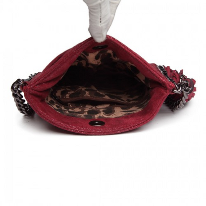 Miss Lulu Burgundy Leather Look Chain Shoulder Bag with Tassel Pendant - Stylish and Functional