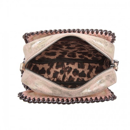 Miss Lulu Metallic Effect Leather Look Chain Shoulder Bag - Pink | Stylish & Trendy Women's Bag