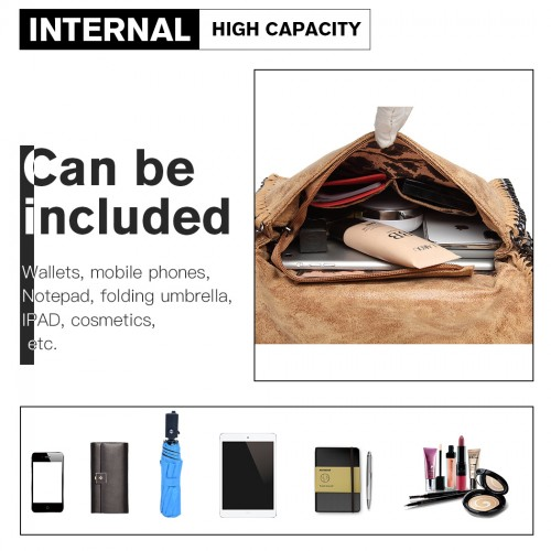 Miss Lulu Leather Look Chain Fold-over Shoulder Bag - Stylish Apricot PU Leather Handbag