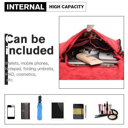 Miss Lulu Leather Look Chain Fold-over Shoulder Bag - Red | Stylish & Edgy for Every Occasion