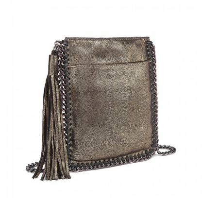 Miss Lulu Leather Look Chain Shoulder Bag with Tassel Pendant - Gold | Stylish & Practical