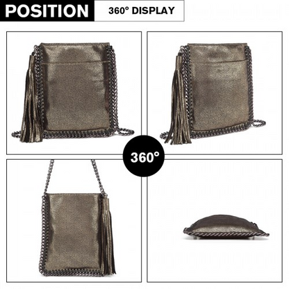 Miss Lulu Leather Look Chain Shoulder Bag with Tassel Pendant - Gold | Stylish & Practical