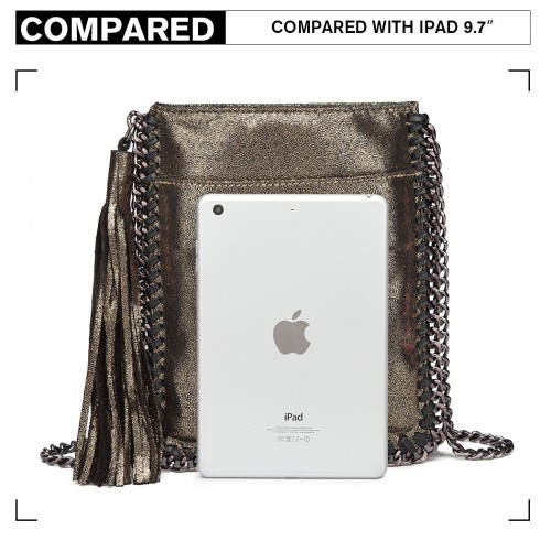 Miss Lulu Leather Look Chain Shoulder Bag with Tassel Pendant - Gold | Stylish & Practical