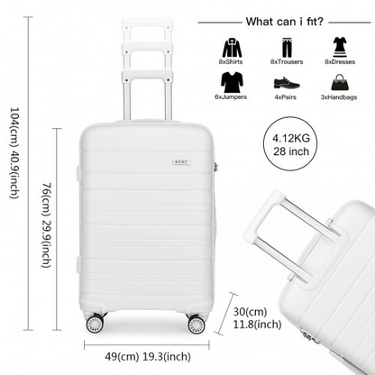 K2091L - Kono Multi Texture Hard Shell PP Suitcase 3 Pieces Set - Classic Collection - White