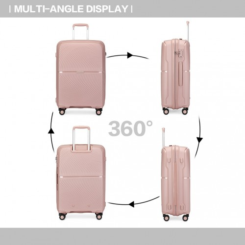 British Traveller 24 Inch Spinner Hard Shell PP Suitcase With TSA Lock - Nude