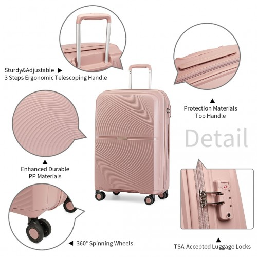 British Traveller 24 Inch Spinner Hard Shell PP Suitcase With TSA Lock - Nude