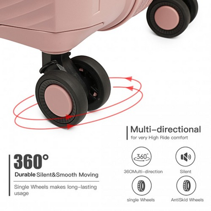 British Traveller 24 Inch Spinner Hard Shell PP Suitcase With TSA Lock - Nude