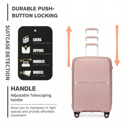 K2393L - British Traveller 3 Pcs Set Spinner Hard Shell PP Suitcase With TSA Lock - Nude