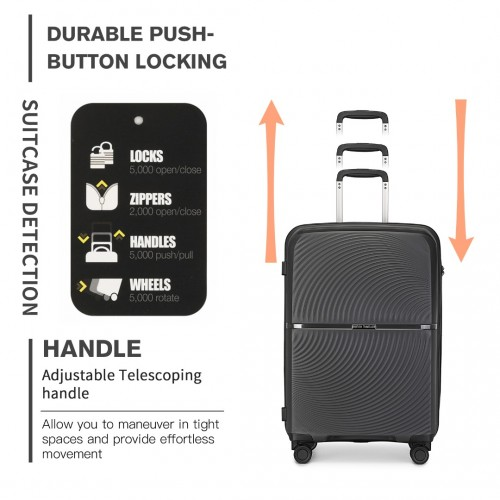 K2393L - British Traveller 3 Pcs Set Spinner Hard Shell PP Suitcase With TSA Lock - Black