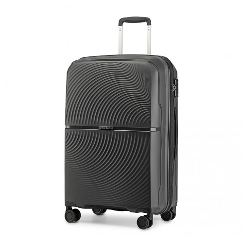 British Traveller 20 Inch Spinner Hard Shell PP Suitcase With TSA Lock - Ultra-Light & Durable - Black