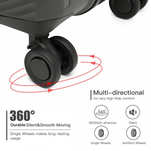 British Traveller 20 Inch Spinner Hard Shell PP Suitcase With TSA Lock - Ultra-Light & Durable - Black