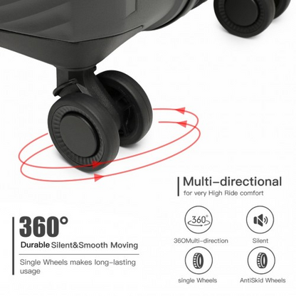 British Traveller 20 Inch Spinner Hard Shell PP Suitcase With TSA Lock - Ultra-Light & Durable - Black