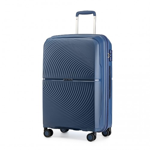 British Traveller 20 Inch Spinner Hard Shell Suitcase with TSA Lock - Navy