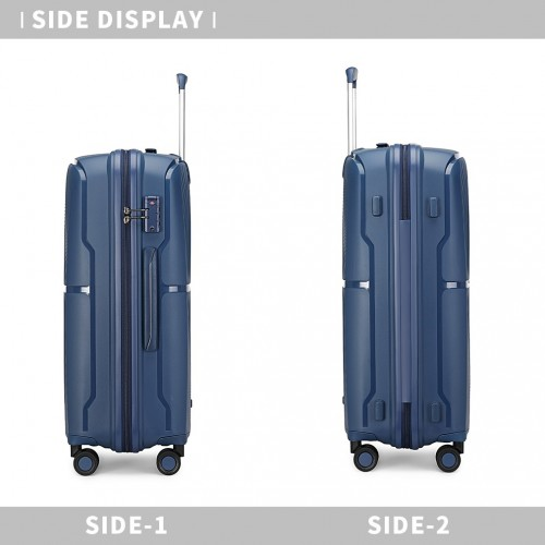 British Traveller 20 Inch Spinner Hard Shell Suitcase with TSA Lock - Navy