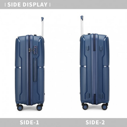 British Traveller 20 Inch Spinner Hard Shell Suitcase with TSA Lock - Navy