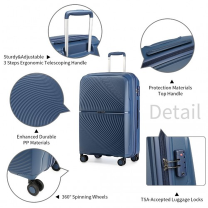 British Traveller 20 Inch Spinner Hard Shell Suitcase with TSA Lock - Navy