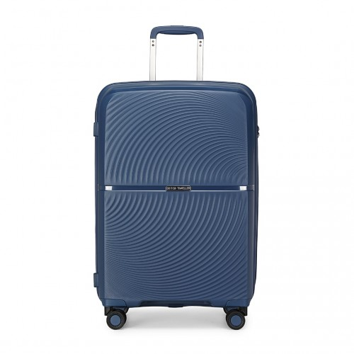 British Traveller 24 Inch Spinner Hard Shell PP Suitcase With TSA Lock - Navy