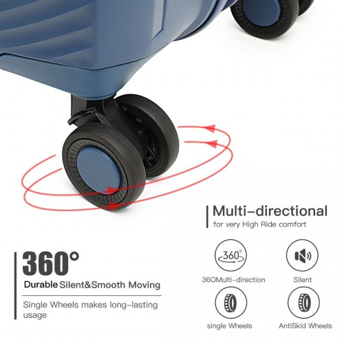 British Traveller 24 Inch Spinner Hard Shell PP Suitcase With TSA Lock - Navy