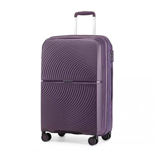 British Traveller 24 Inch Spinner Hard Shell PP Suitcase with TSA Lock - Purple