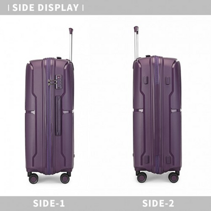 British Traveller 24 Inch Spinner Hard Shell PP Suitcase with TSA Lock - Purple